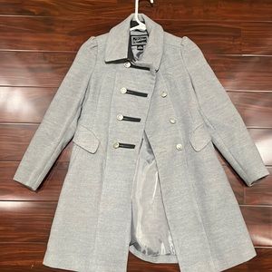 Wool children’s trench coat gray silver buttons